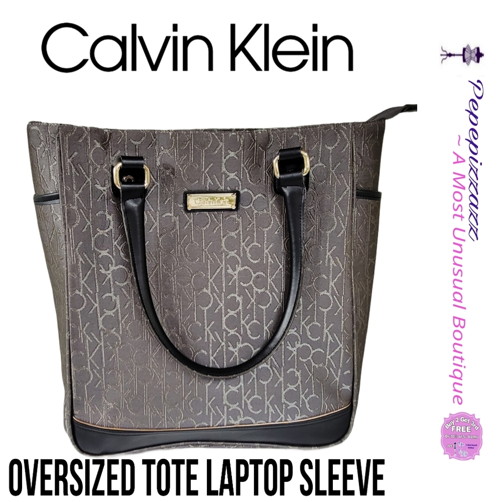 CK CALVIN KLEIN AMAZING SIGNATURE TOTE. LAPTOP BAG, WEEKENDER, CARRY ON, BOOKS